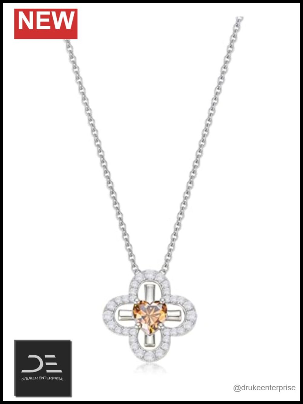 Sterling Silver Four Leaf Clover Birthstone Necklace dainty lucky charm jewelry